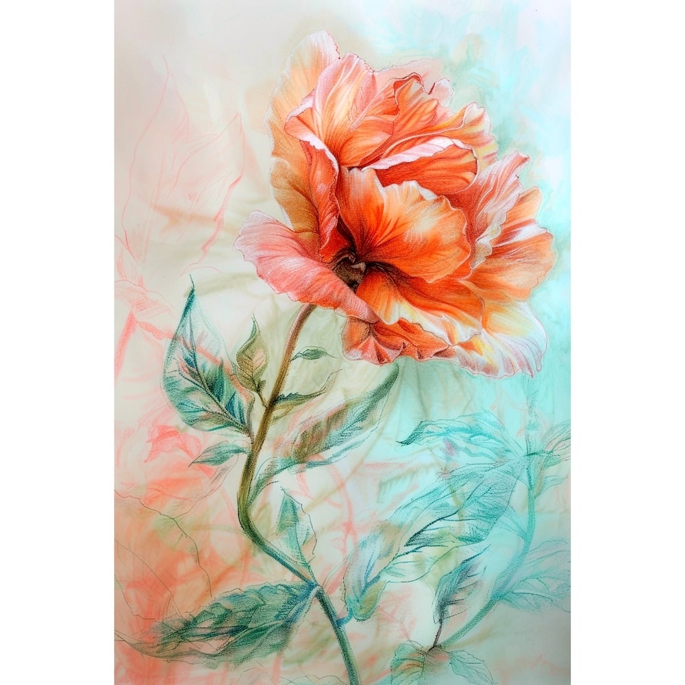 Dessin Fleur Peinture, art mural décoration nature