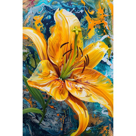 Peinture Fleur Jaune, art mural décoration nature