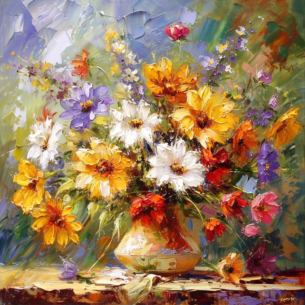 fleurs en peinture abstraite