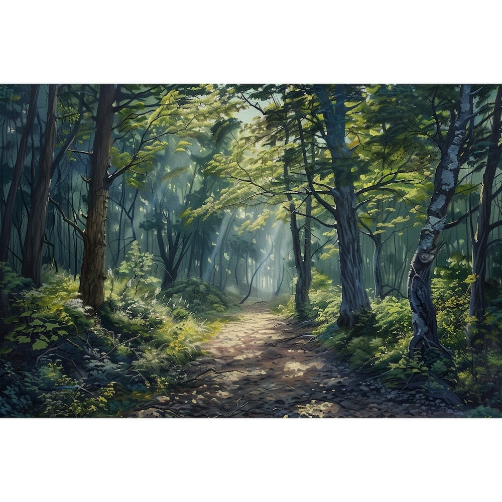 Peinture Forêt Profonde et son Chemin, art mural décoration nature