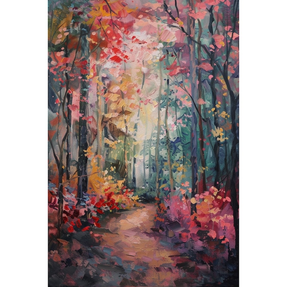 Peinture Abstraite Forêt, art mural décoration nature