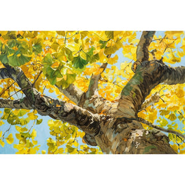 Peinture Ginkgo Biloba, art mural décoration nature