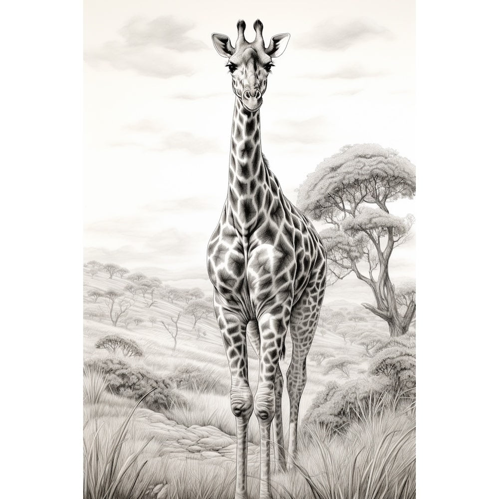 Peinture Girafe Dessin, art mural décoration nature