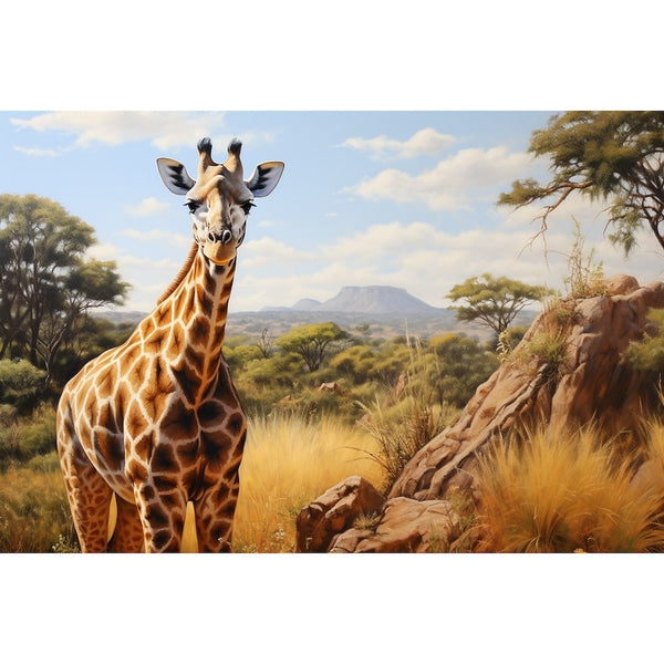 Peinture Girafe en Gros Plan, art mural décoration nature