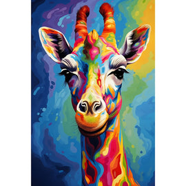 Peinture Girafe Multicolore, art mural décoration nature