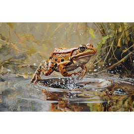 Peinture Grenouille au Bord de l'Eau, art mural décoration nature