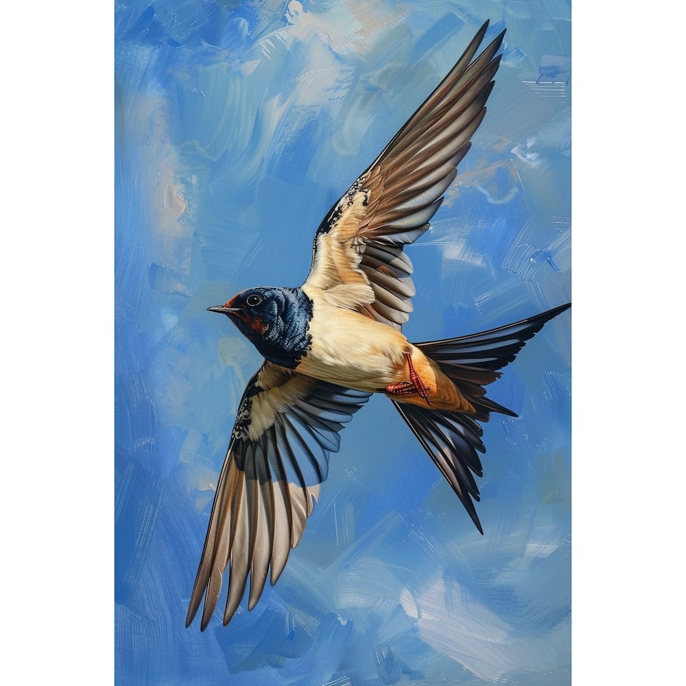 Peinture Hirondelle, art mural décoration nature, vue 2