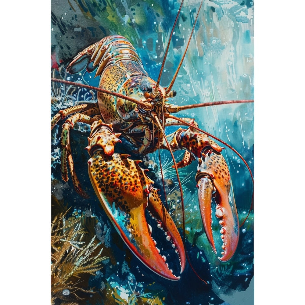 Peinture Homard, art mural décoration nature