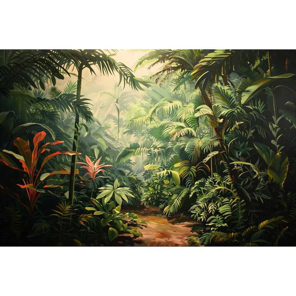 Peinture Jungle Sentier dans la Forêt, art mural décoration nature