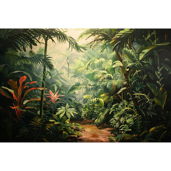 Peinture Jungle Sentier dans la Forêt, art mural décoration nature