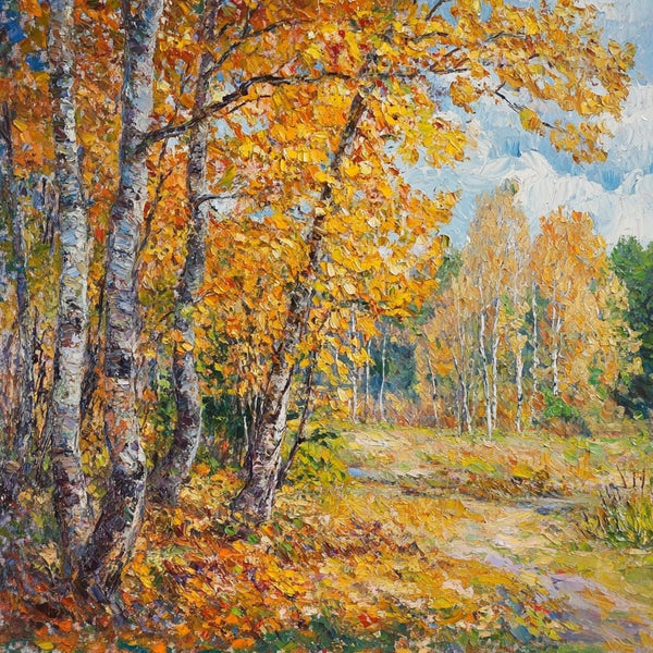 Tableau Bosquet de Bouleaux d'Automne, art mural décoration nature