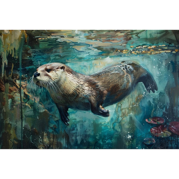 Tableau la Loutre, art mural décoration nature