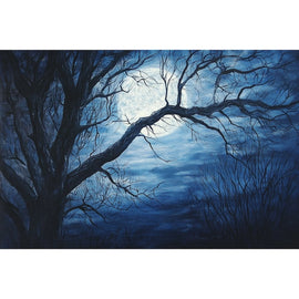 Peinture Pleine Lune entre les Branches, art mural décoration nature