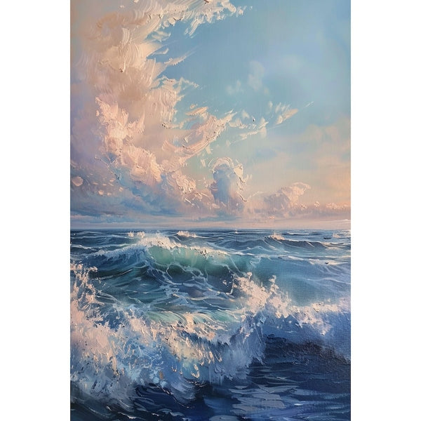 Tableau Vague Déferlante sur la Mer Turquoise, art mural décoration nature