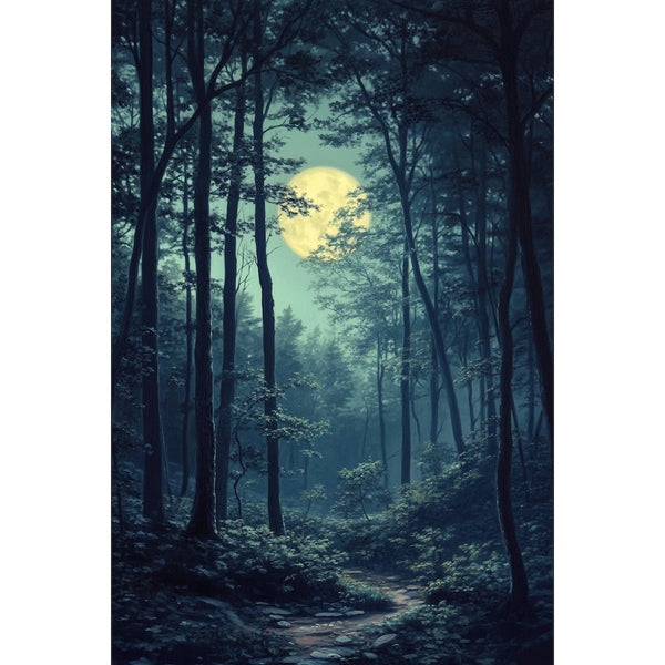 Peinture Forêt sous la Pleine Lune, art mural décoration nature