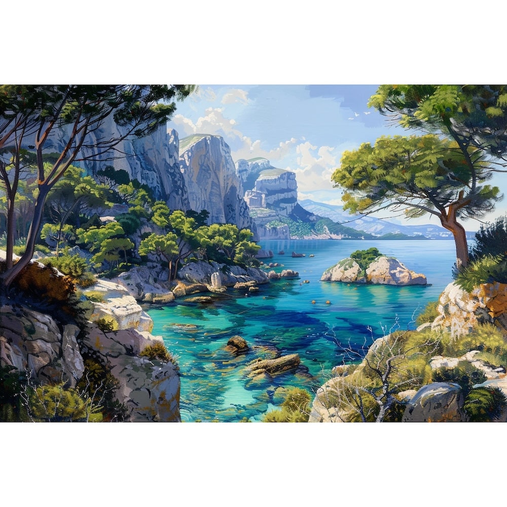 Peinture Paysage France, art mural décoration nature