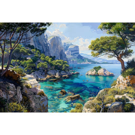 Peinture Paysage France, art mural décoration nature