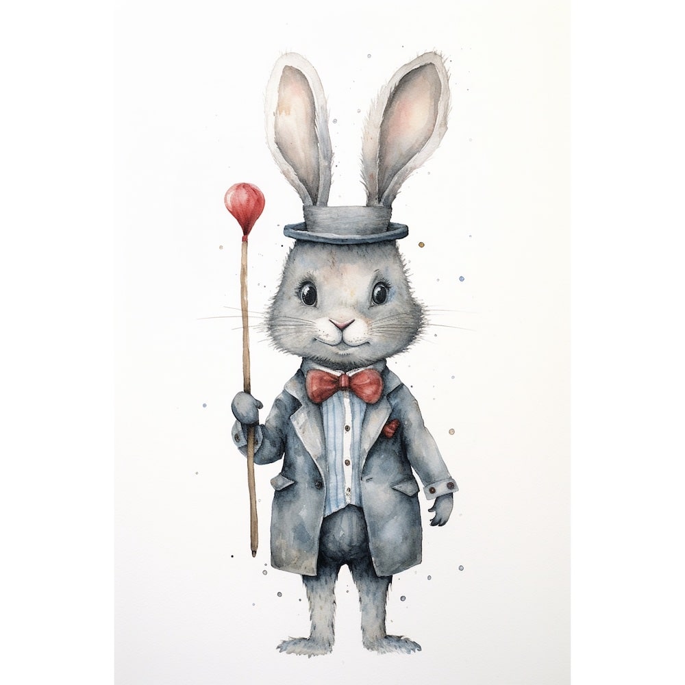 Tableau Lapin Gris Chambre Enfant, art mural décoration nature