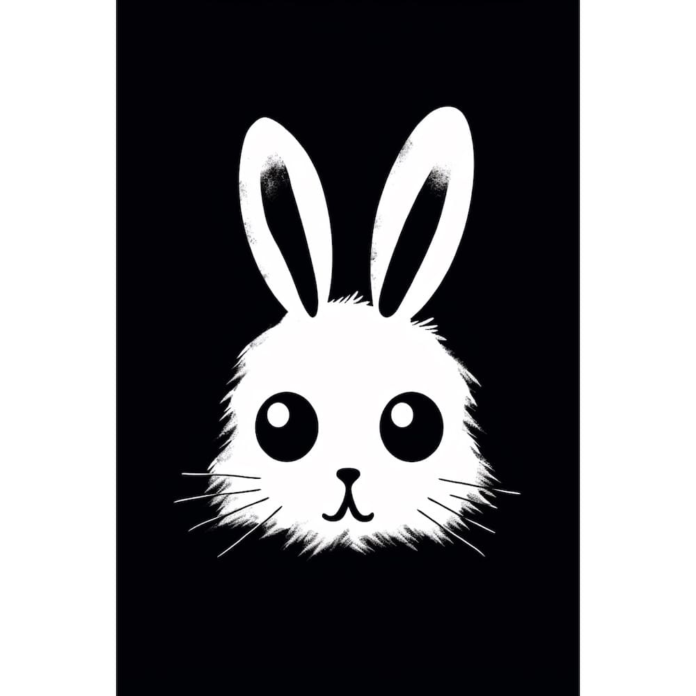 Tableau Noir et Blanc Lapin Enfant, art mural décoration nature