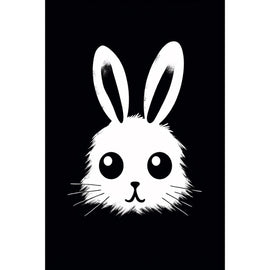 Tableau Noir et Blanc Lapin Enfant, art mural décoration nature