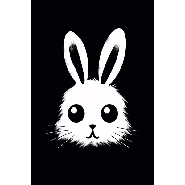 Tableau Noir et Blanc Lapin Enfant, art mural décoration nature