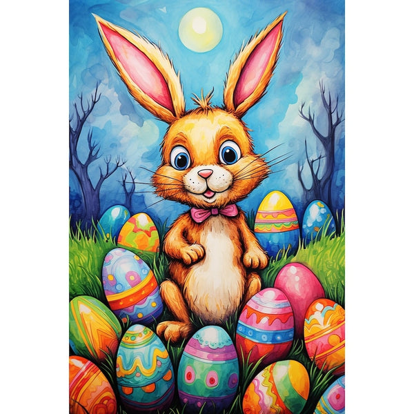 Peinture Lapin Pâques, art mural décoration nature