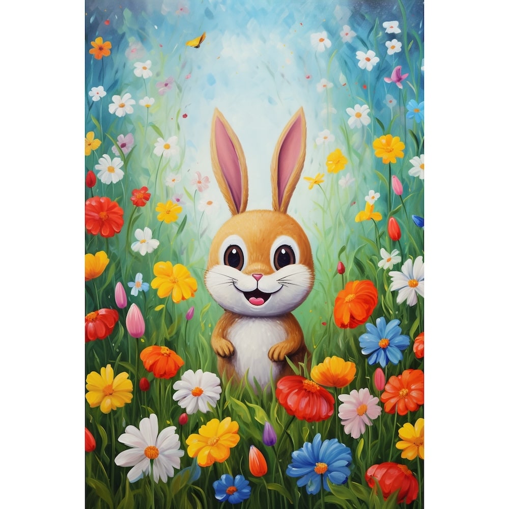 Peinture Lapin Maternelle, art mural décoration nature