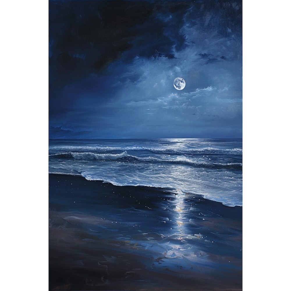 Peinture Plage de Nuit, art mural décoration nature