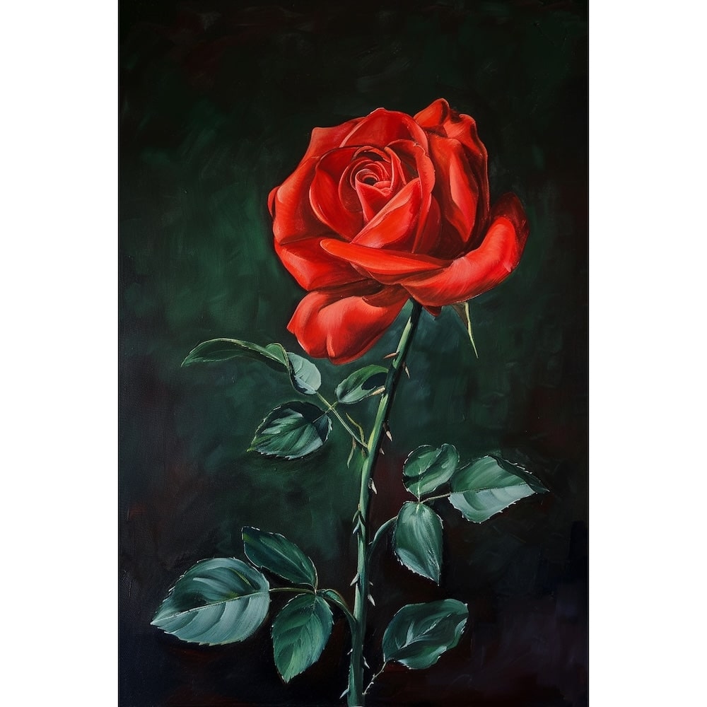 Peinture D'Une Rose, art mural décoration nature