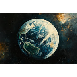 Peinture Terre Vue de l'Espace, art mural décoration nature