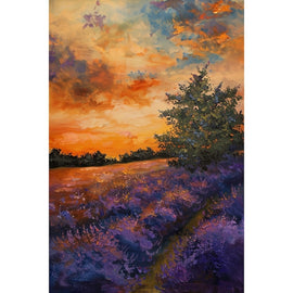 Peinture de Lavandes, art mural décoration nature