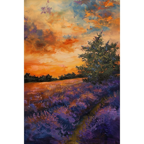 Peinture de Lavandes, art mural décoration nature