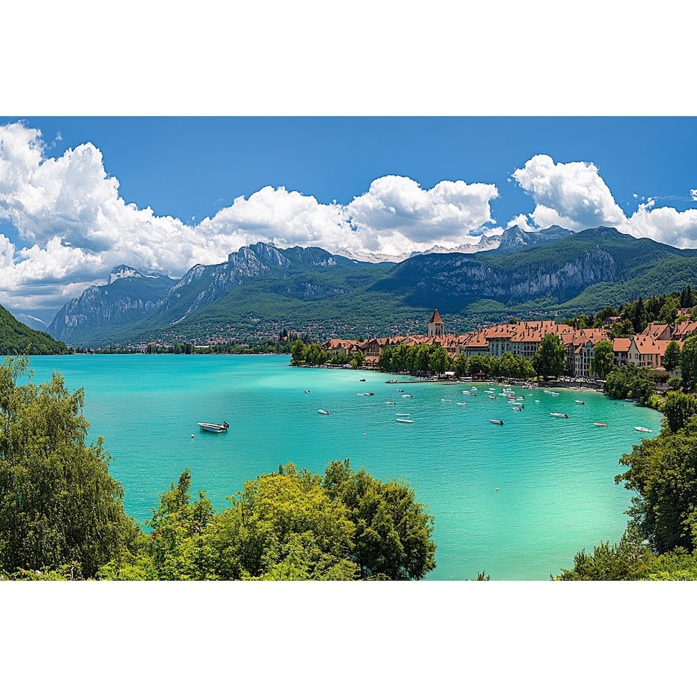 Tableau Lac Annecy aux Eaux Turquoise, art mural décoration nature