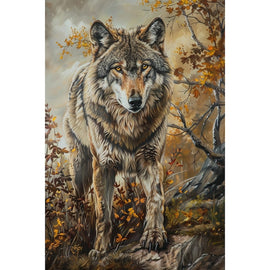 Toile Peinture Loup, art mural décoration nature