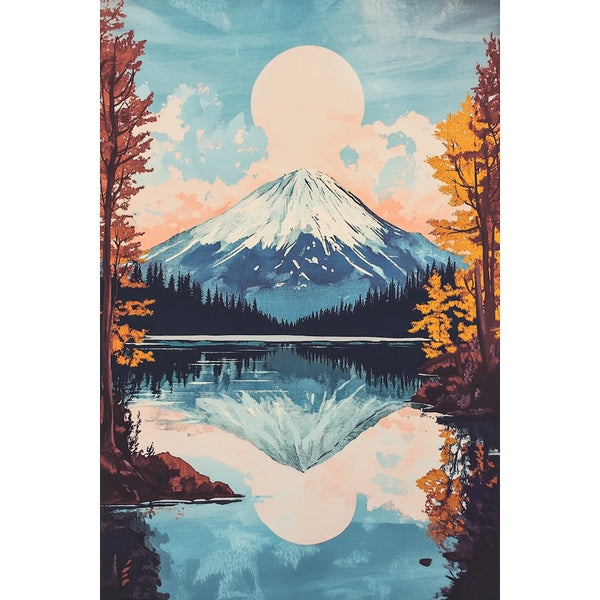 Peinture du Mont Fuji, art mural décoration nature