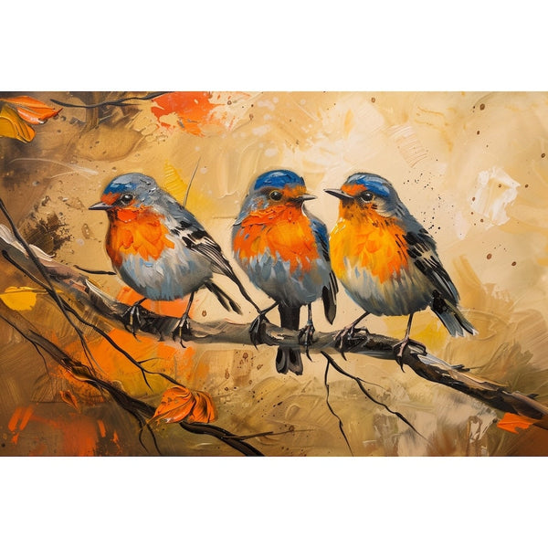 Peinture sur les Oiseaux, art mural décoration nature, vue 2