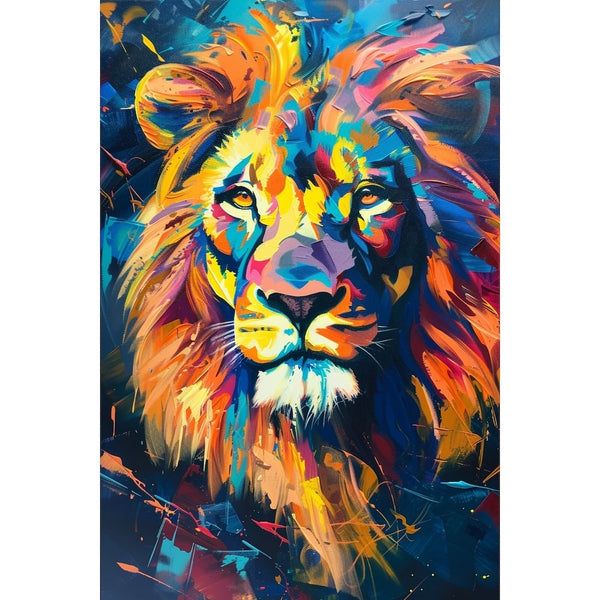Peinture Lion Coloré, art mural décoration nature