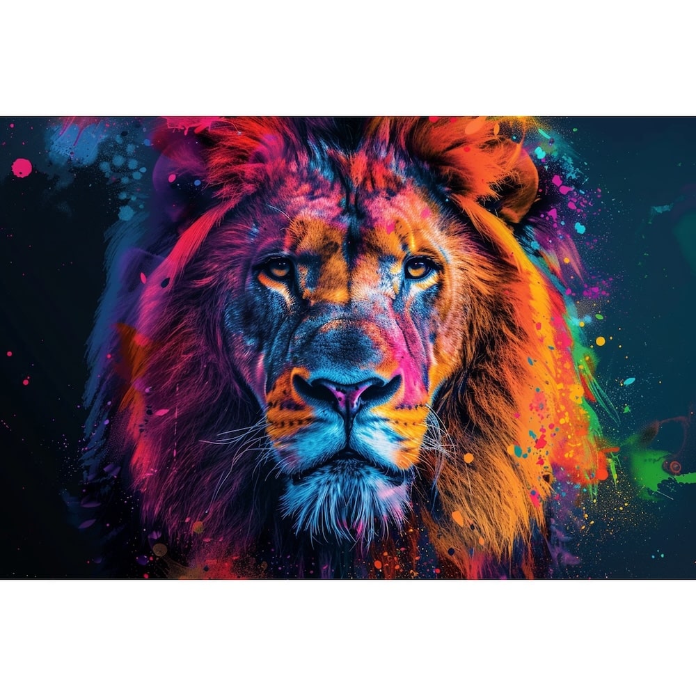 lion coloré tableau