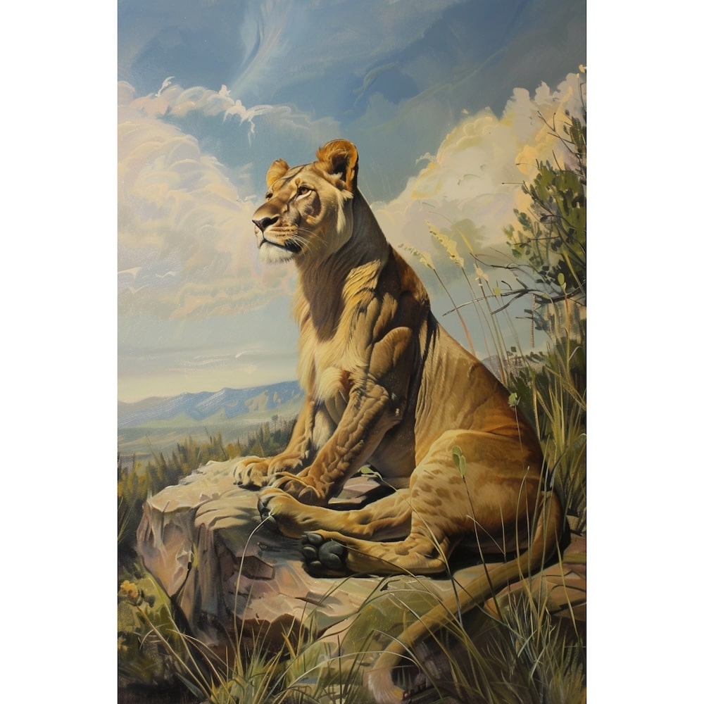 Peinture Lionne, art mural décoration nature