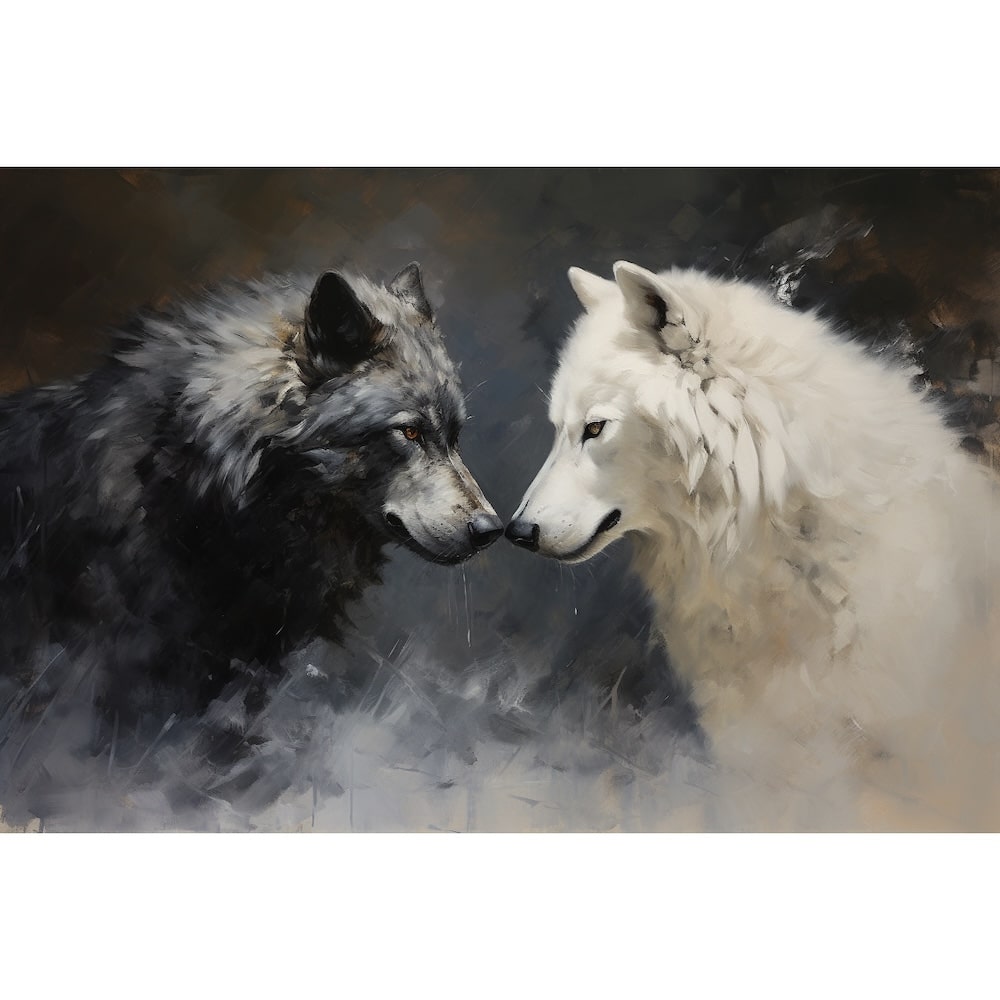 loup noir et loup blanc tableau