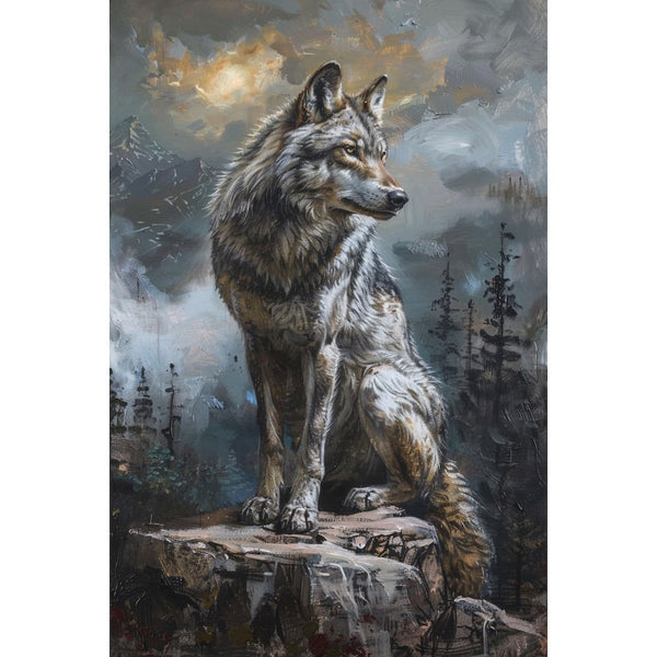 Peinture de Loup, art mural décoration nature