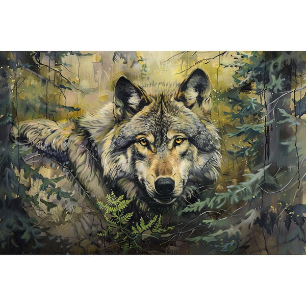Peinture Contemporaine Loup, art mural décoration nature