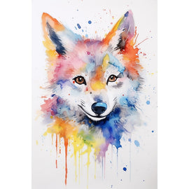Peinture Loup Maternelle, art mural décoration nature