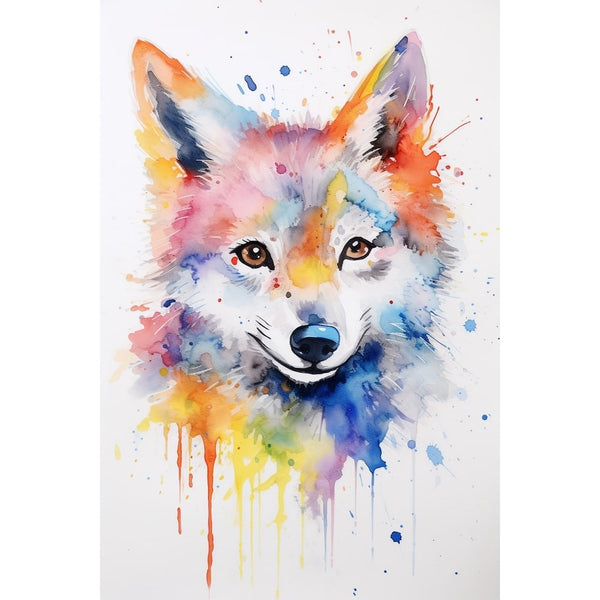 Peinture Loup Maternelle, art mural décoration nature