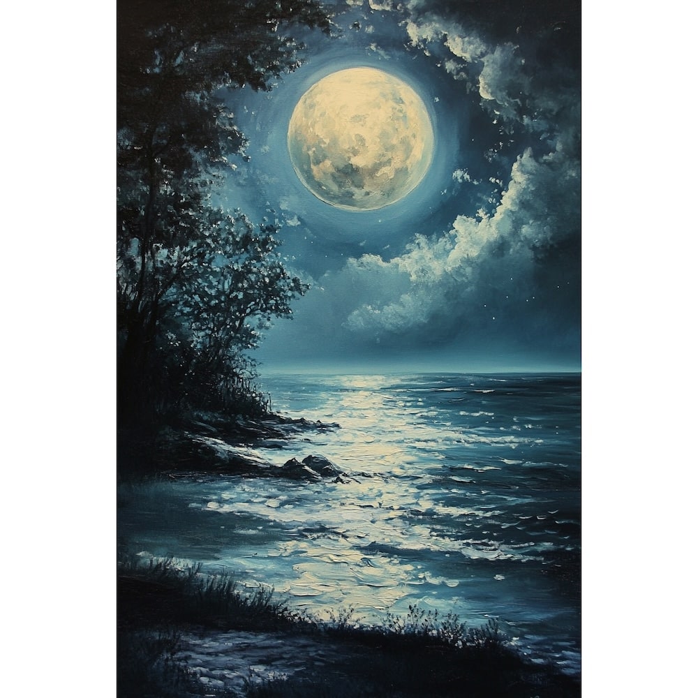 Peinture Lune Cendrée, art mural décoration nature