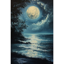 Peinture Lune Cendrée, art mural décoration nature
