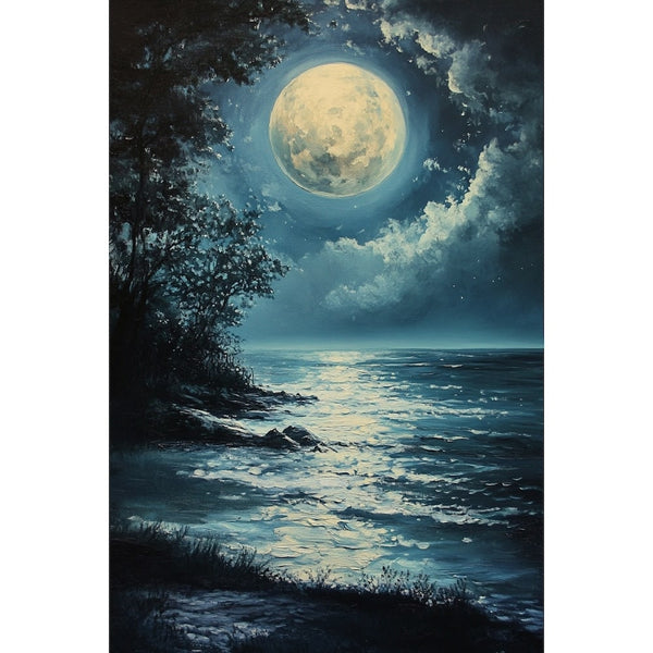 Peinture Lune Cendrée, art mural décoration nature