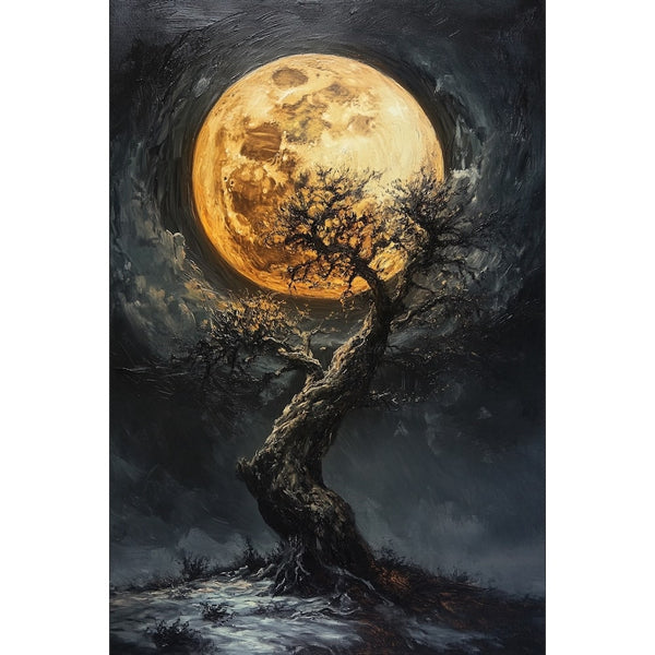 Peinture Acrylique Lune, art mural décoration nature