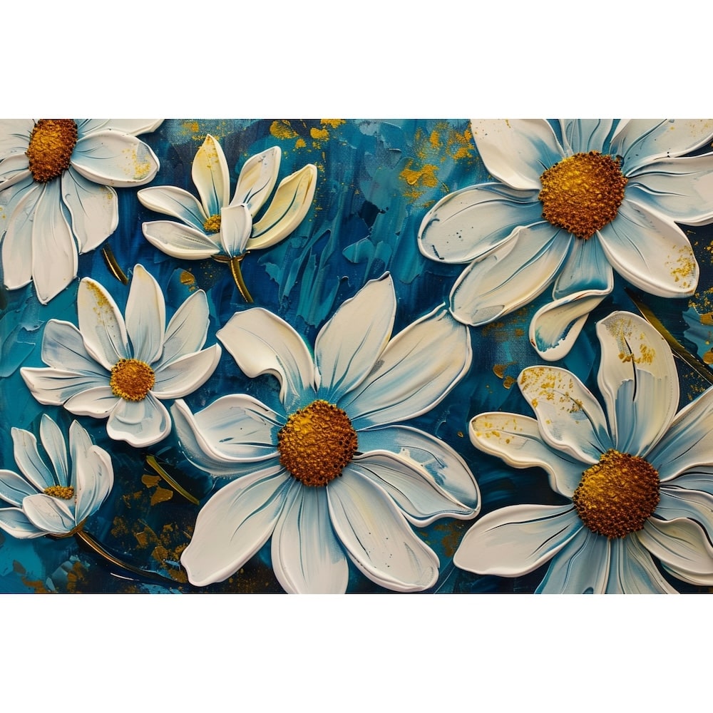 Peinture Acrylique Marguerite, art mural décoration nature
