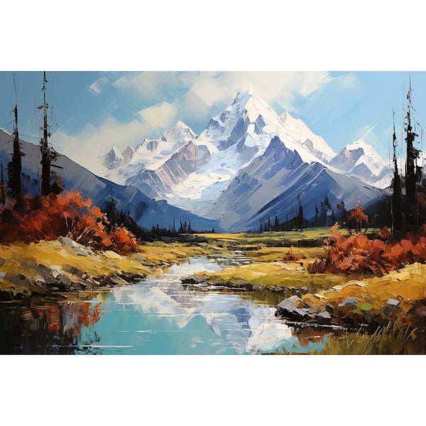 Peinture Montagne Au Couteau, art mural décoration nature